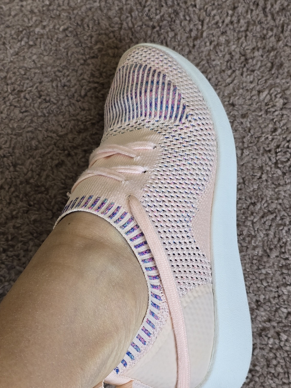 Aldo Light Pink Knit Slip-On Sneaker with Multicolor Accents